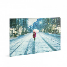 Tablou cu LED peisaj de iarna in strada, 30 x 40 cm - FAMILY POUND foto