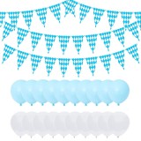 Set de 2 bannere cu steaguri si 20 baloane GotGala, poliester/latex, albastru/alb, 10 m