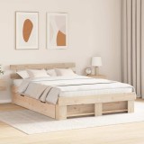 VidaXL Cadru de pat cu headboard Maro 160 x 200 cm Lemn masiv de pin