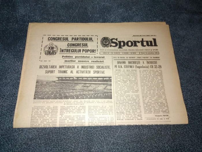 ZIARUL SPORTUL 16 NOIEMBRIE 1984