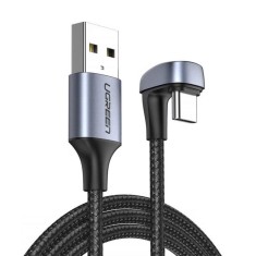 CABLU alimentare si date Ugreen, &amp;quot;US311&amp;quot;, Fast Charging Data Cable pt. smartphone, USB la USB Type-C, unghi 180 grade, braided, 1m, negru &amp;quot;70313&amp;quot; (tim foto