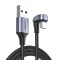 CABLU alimentare si date Ugreen, &quot;US311&quot;, Fast Charging Data Cable pt. smartphone, USB la USB Type-C, unghi 180 grade, braided, 1m, negru &quot;70313&quot; (tim