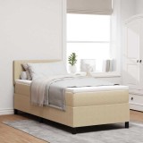 Pat cu Rame Box Spring cu Saltea Verde deschis/Gri 80x200 cm Țesătură de Corduroy