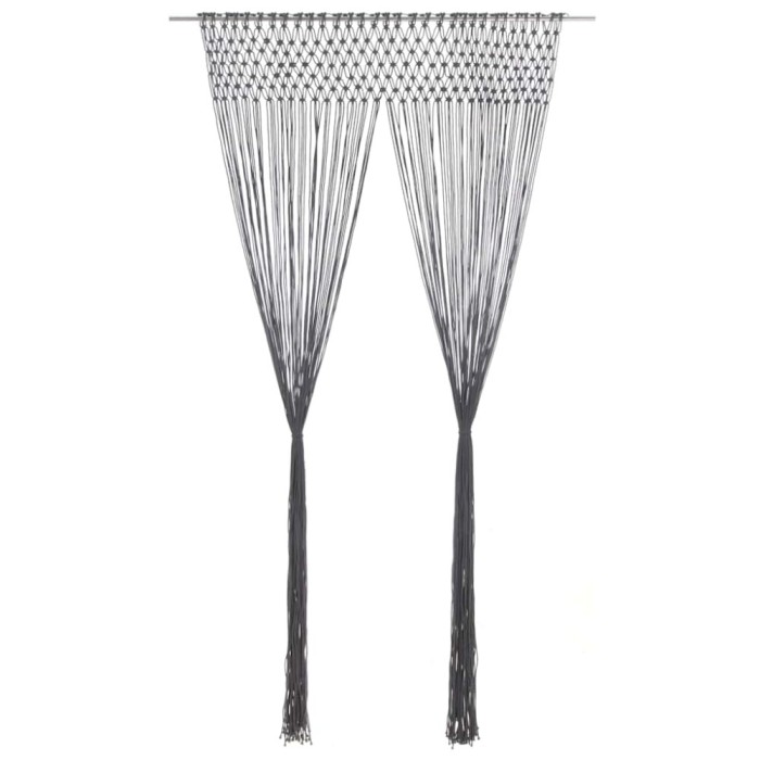 Perdea macrame, antracit, 140 x 240 cm, bumbac