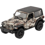 Masinuta die-cast Jeep Wrangler 2018, scara 1:34, cu functie pull-back, 12.5 cm lungime, cu capota, bej, Goki