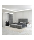 Dormitor Eric Gri Cu Dulap Tapitat 140x200cm