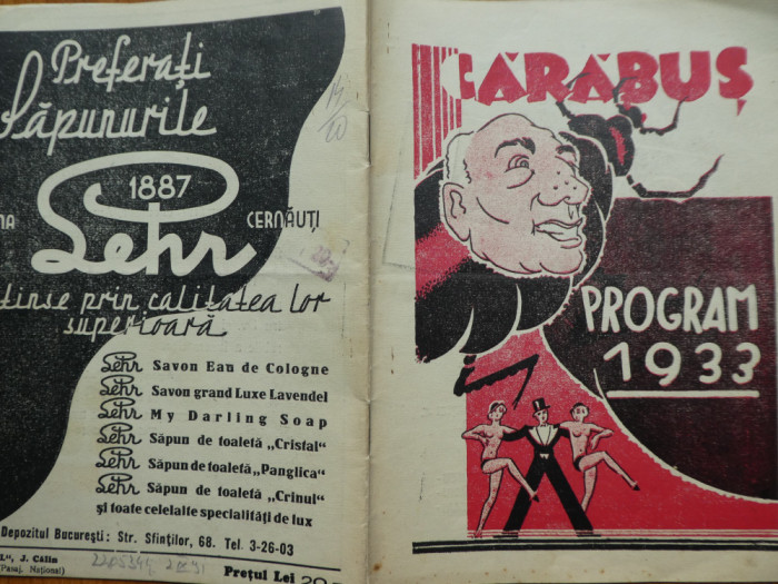 Compania Carabus ; Director : Constantin Tanase , Program , Stagiunea 1933