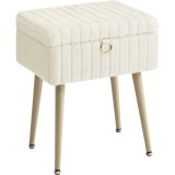 Taburet tapitat SONGMICS cu spatiu de depozitare, crem, 40x30x50 cm