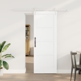 Ușă Glisantă vidaXL cu Set de Hardware Alb 73.5x198.5 cm Lemn Masiv Pin