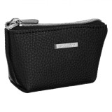 Portofel Damă Exclusive, Detalii Argintii, Negru, 12x3.5x7cm, Oem
