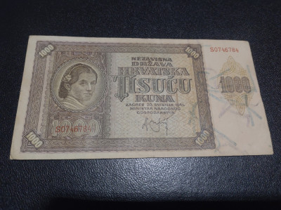 Bancnota 1000 kuna 1943 Croația foto