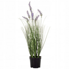 Decoratiune Lavanda cu Iarba artificiala, in Ghiveci, inaltime 60 cm, verde/mov foto