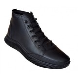 Ghete barbati din piele naturala, cu fermoar, model imblanit, casual sport