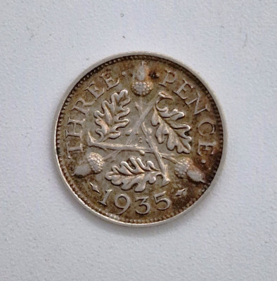 moneda argint MAREA BRITANIE _ 3 pence 1935 _ km # 831 foto