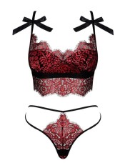 Set Lenjerie Sexy Din Dantela Redessia, Rosu+Negru, L/XL