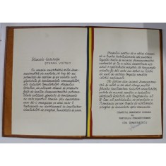 MAPA CU SCRISOARE DE FELICITARE PENTRU STEFAN VOITEC , SEMNATA DE PRESEDINTELE COMITETULUI ORASENESC CORABIA , ANII &#039; 80