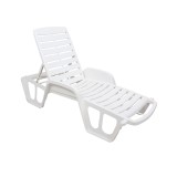 Sezlong plaja, Fisso, structura plastic, alb, 192 x 71 x 30 / 100 cm
