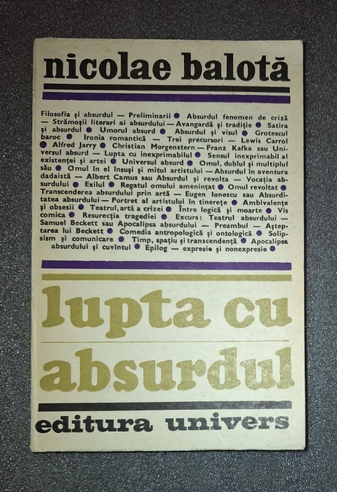 Nicolae Balota&nbsp;-&nbsp;Lupta cu absurdul