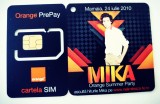 Cartelă telefonie mobilă sim atașat Orange Summer Party ediția a V-a Concert Mika 24.07.2010 Mamaia Rom&acirc;nia,piesă bicomponentă intactă PUK 13647544