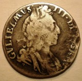 G.389 MAREA BRITANIE ANGLIA WILLIAM III 6 SIX PENCE 1697 ARGINT