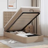 vidaXL Cadru de pat otoman cu saltea Cappucino piele artificială 3313834
