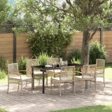 vidaXL Set de masă pentru grădină 7 pcs Bej poliratan