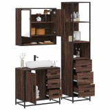 Gossi set mobilier de baie, 3 piese, stejar maro, lemn prelucrat