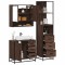 Gossi set mobilier de baie, 3 piese, stejar maro, lemn prelucrat