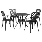 Cumpara ieftin Set mobilier de grădină, 5 piese, negru, aluminiu turnat