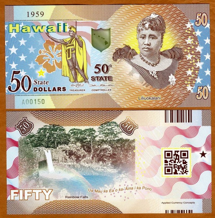 !!! SUA = FANTASY NOTE = HAWAI - 2021 - UNC / AL 50 - LEA STAT / POLIMER