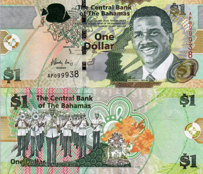 BAHAMAS 1 dollar 2015 UNC!!! foto