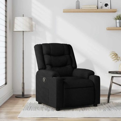 vidaXL Fotoliu rabatabil, negru, material textil 374129 foto