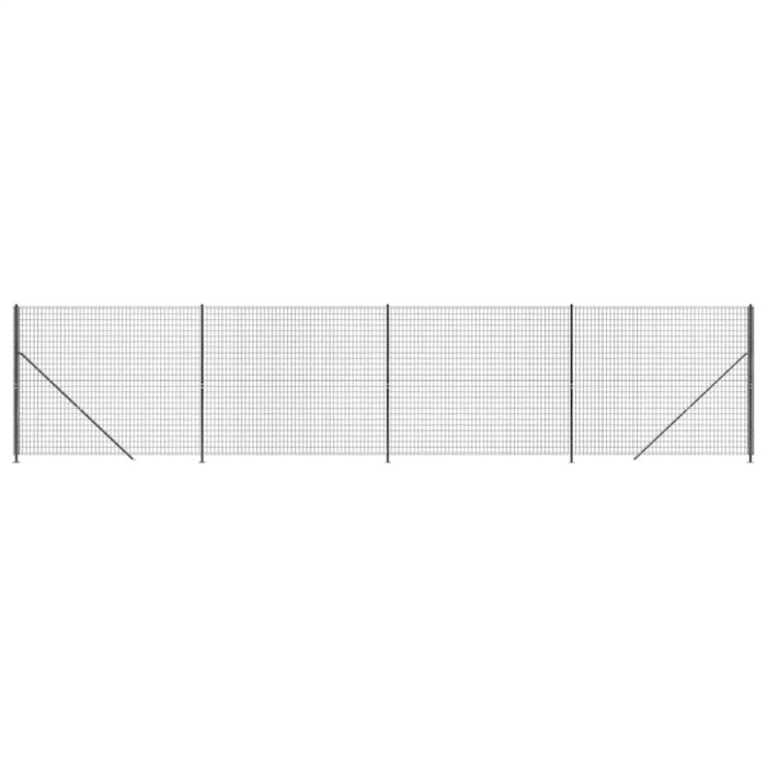 Gard plasa de sarma cu bordura, antracit, 1,4x10 m