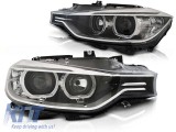 Set de faruri de tuning potrivit pentru BMW Seria 3 F30, F31 10.2011-05.2015 cu baza neagra, stanga si dreapta Performance AutoTuning