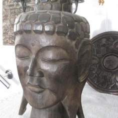 Buddha Statuieta Sculptat In Lemn Vintage Cadou Colectie