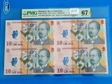 Coala 4 bancnote 10lei emisa de BNR in 2024 gradata PMG67EPQ