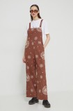 Roxy salopetă din bumbac culoarea maro, bumbac, cold shoulder ERJWO03000
