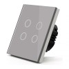 Intrerupator Smart Touch Techstar&reg;, Wireless 2.4GHz, Sticla Securizata, Design Modern, Iluminare LED, 4 Faze, Cu NUL, Gri
