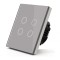 Intrerupator Smart Touch Techstar&reg;, Wireless 2.4GHz, Sticla Securizata, Design Modern, Iluminare LED, 4 Faze, Cu NUL, Gri