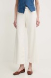 Sandro Ferrone pantaloni femei, culoarea bej, lat, high waist, SFS10XBDSHANNON