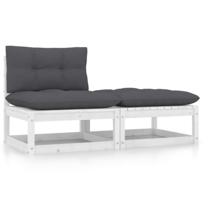 Gossi set mobilier de gradina cu perne, 2 piese, alb, lemn masiv pin foto