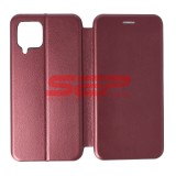 Husa Flip Cover Samsung Galaxy A22 4G, Protectie Integrala, Model Round, Culoare Wine