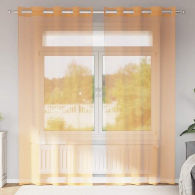 Perdele Voile cu Oelii 2 buc Portocaliu 140x225 cm foto
