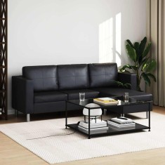 vidaXL Canapea modulară cu 3 locuri, piele artificială, negru