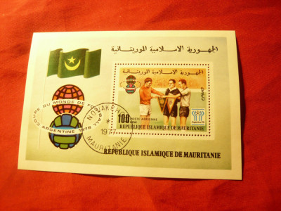 Bloc Mauritania 1977 - Cupa Mondiala Fotbal Argentina ,stampilat foto