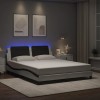 VidaXL Cadru de pat cu LED, alb și negru, 160x200 cm, piele ecologică 3214123