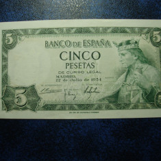 SPANIA 5 PESETAS 1954 UNC