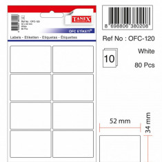 Etichete Autoadezive Albe, 34 X 52 Mm, 80 Buc/set, Tanex