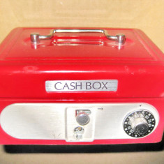 B555-Cash box-Caseta pusculita bani banca metal cu cifru.