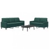 VidaXL Set de canapele cu perne, 2 piese, verde &icirc;nchis, catifea